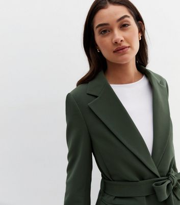 Khaki Long Sleeve Belted Blazer | New Look