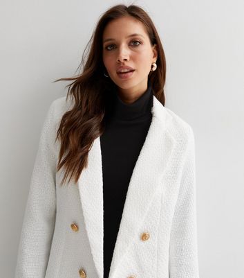 zara white boucle blazer