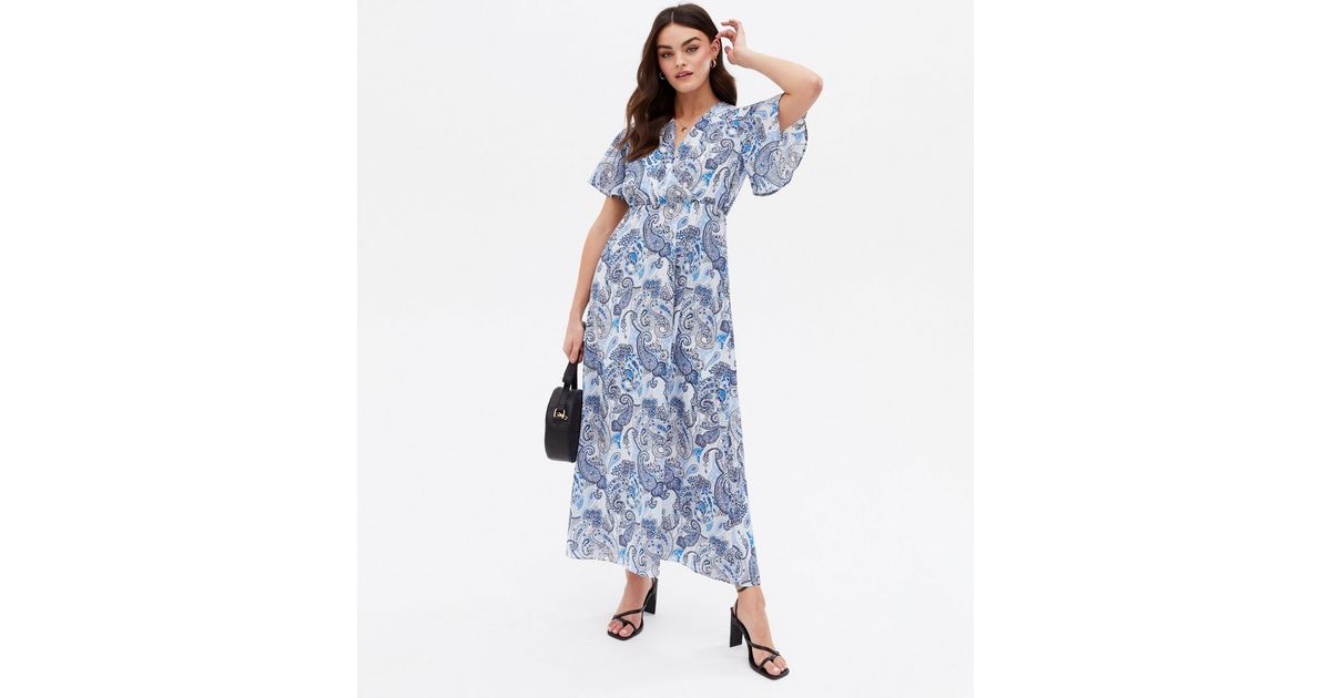 Blue Vanilla Blue Paisley Maxi Wrap Dress | New Look