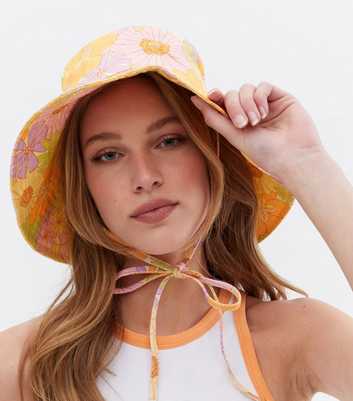 Tied With a Bow Orange Floral Bucket Hat