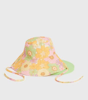 Bow Orange Floral Bucket Hat 