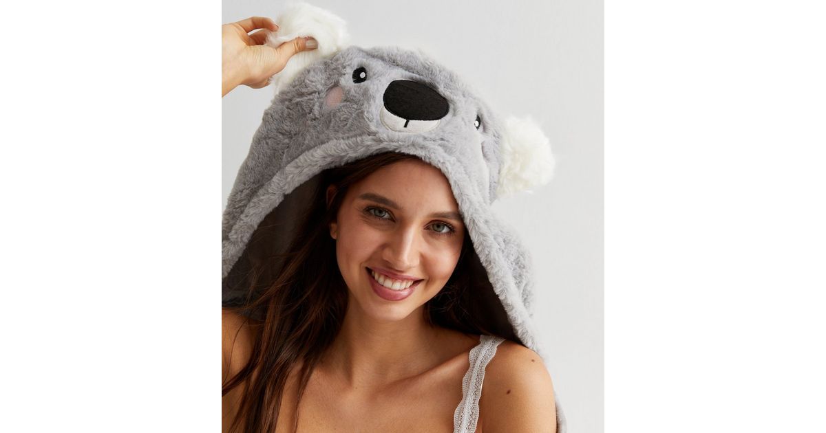 Grey Koala Blanket Hooded Blanket New Look