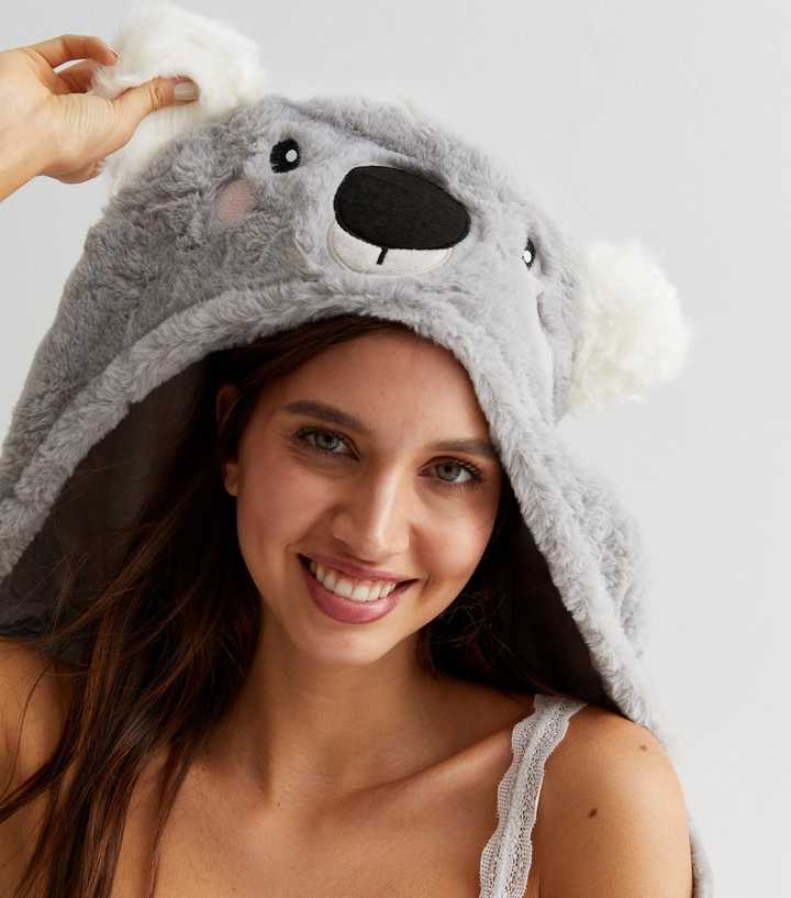 Grey Koala Blanket Hooded Blanket