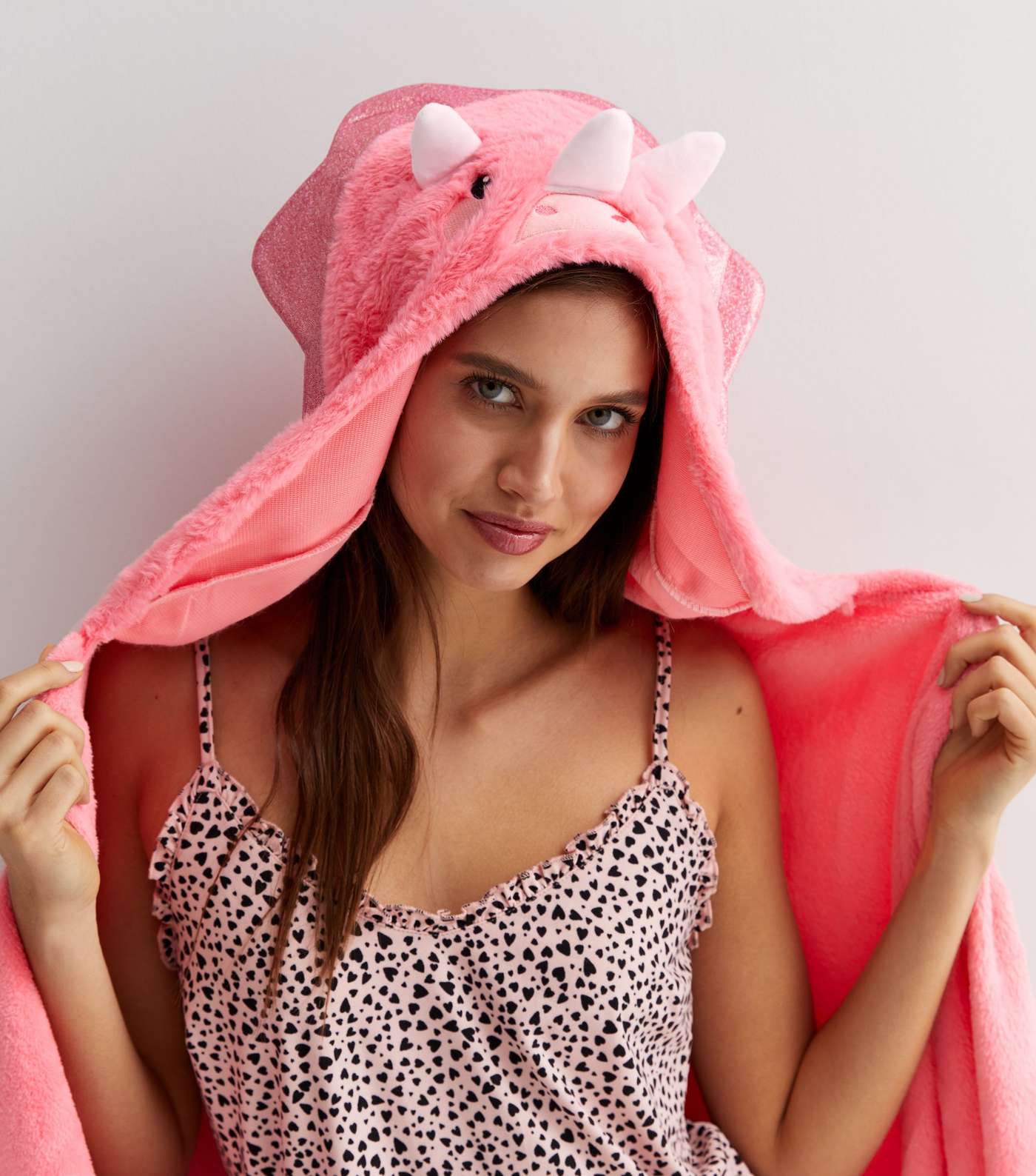 Bright Pink Dinosaur Hooded Blanket Image 2