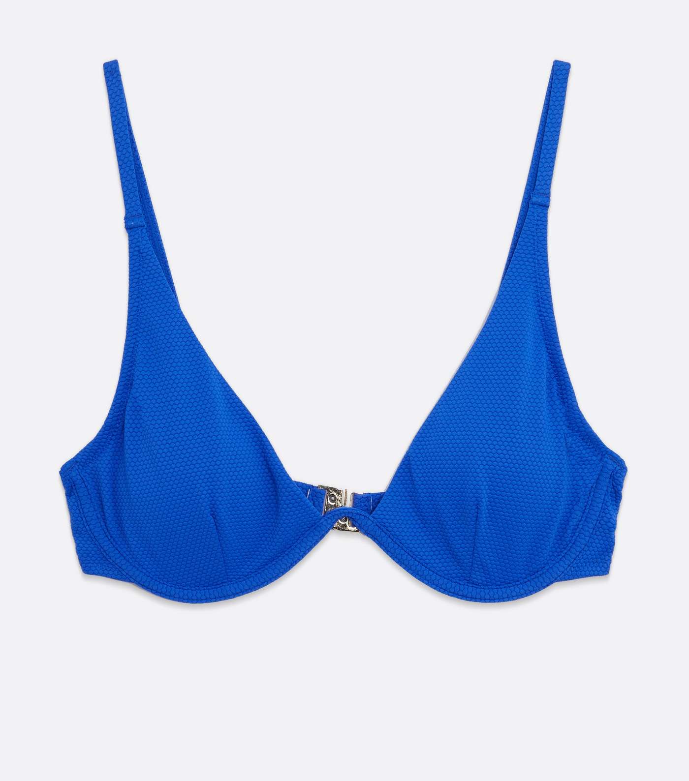 Bright Blue Textured Wired Bikini Top Image 5