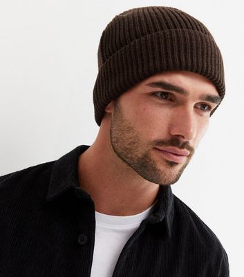 Dark Brown Ribbed Fisherman Beanie 