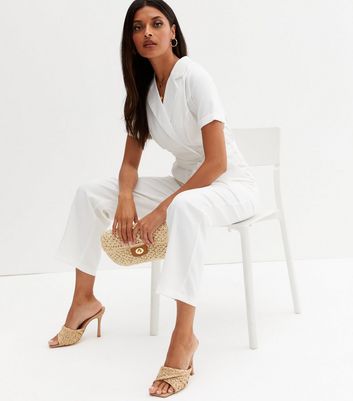 white jumpsuit with collar