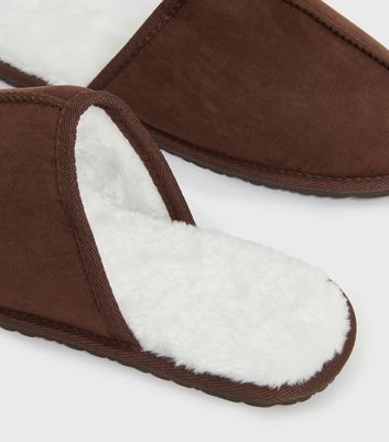 Brown Faux Fur Lined Mule Slippers | New Look