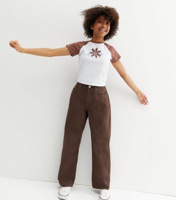 Kids Girls Butterflies Print Jeans Wide Leg Denim Pants Casual Trouser  Clothing | eBay