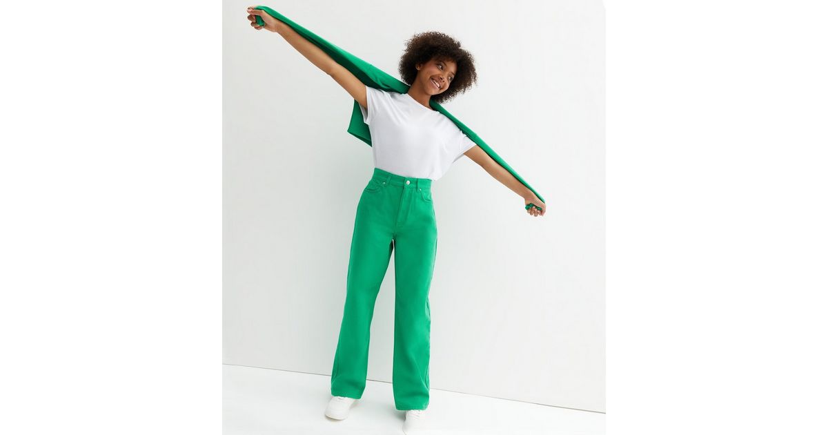 meddelelse stave realistisk Girls Green High Waist Adalae Wide Leg Jeans | New Look