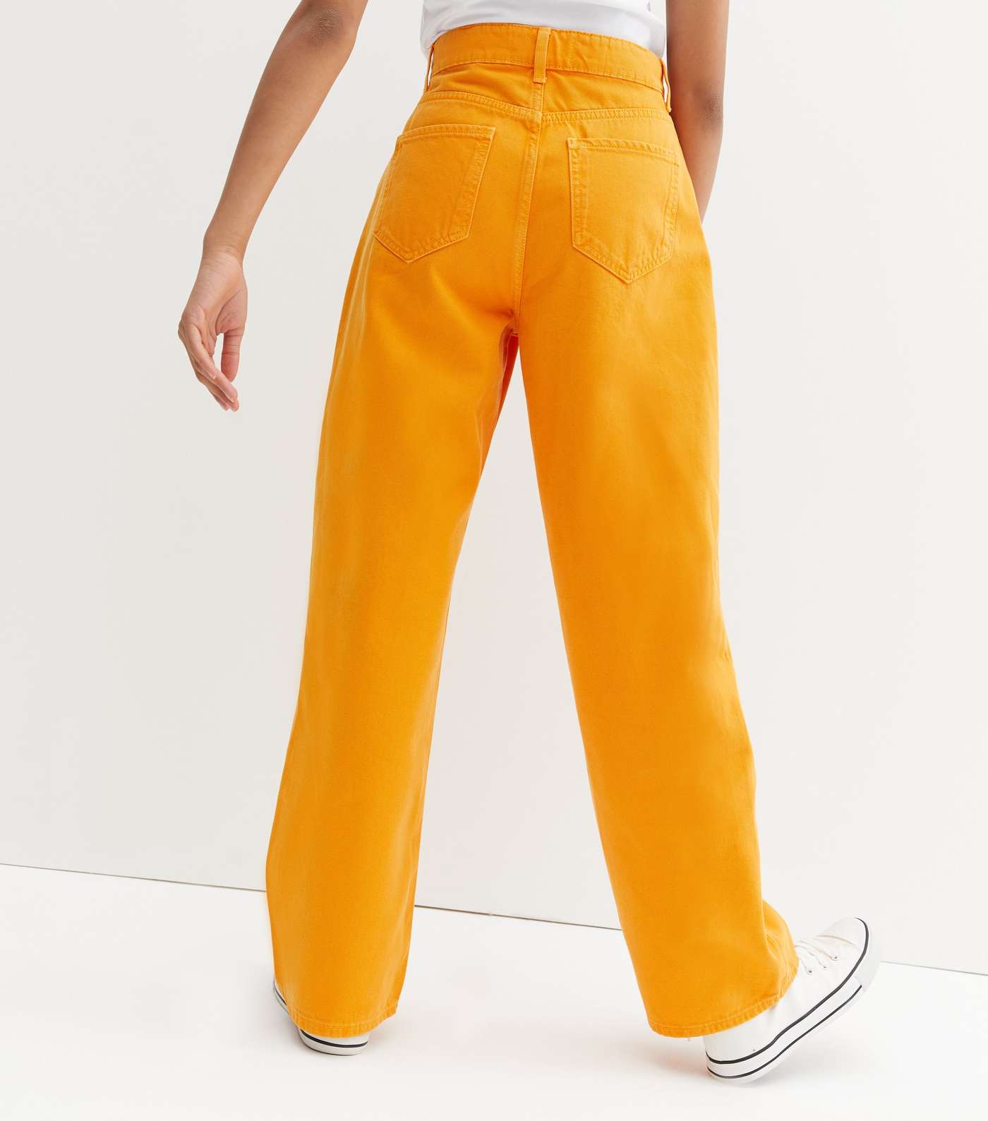 Girls Bright Orange High Waist Adalae Wide Leg Jeans Image 4