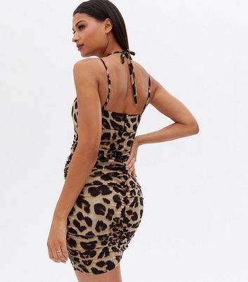 Parisian Brown Leopard Print Cut Out Mini Dress New Look
