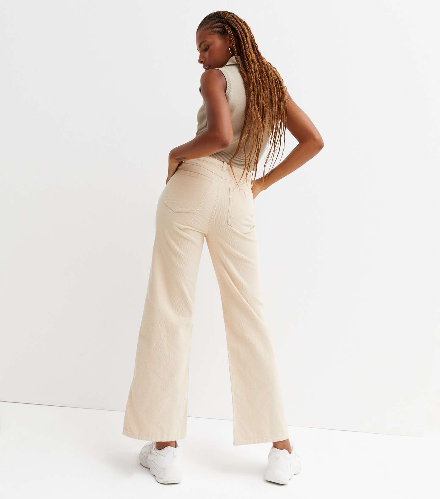 Off White Cord High Waist Wide Leg Jeans Image 4