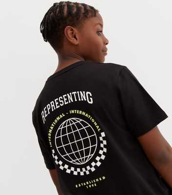 Boys Black Logo Globe Representing T-Shirt
