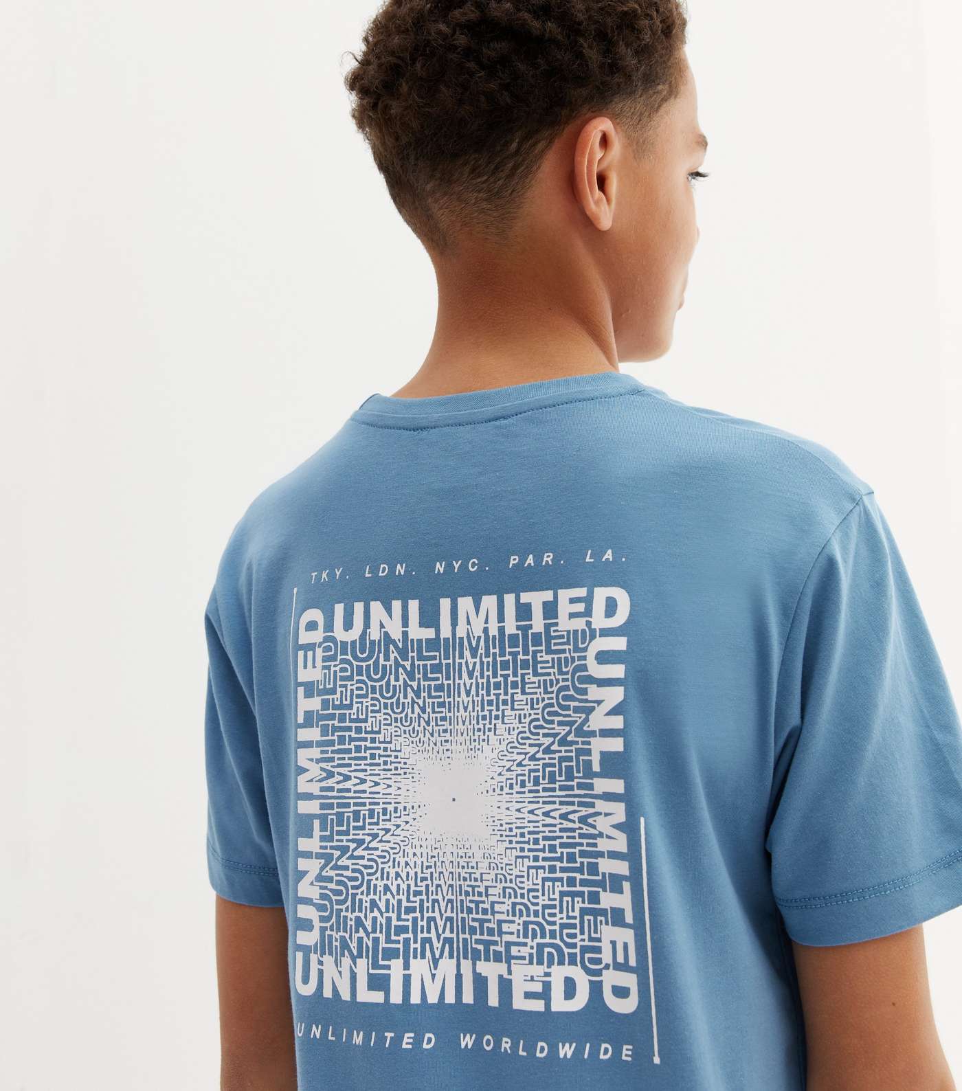 Boys Blue Unlimited Square  Logo T-Shirt Image 2