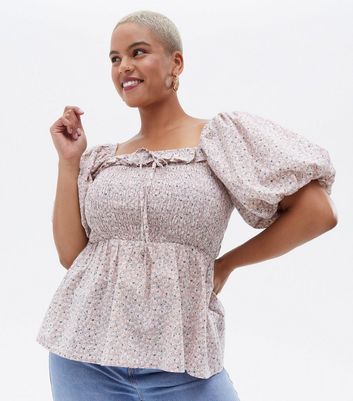 Privé Square Neck Puff Sleeve Floral Print Top