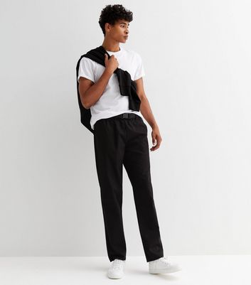 Black Drawstring Cuffed Cargo Trousers | New Look