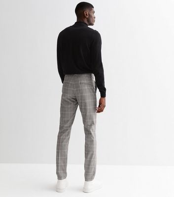 Grey Check Skinny Suit Trousers  New Look