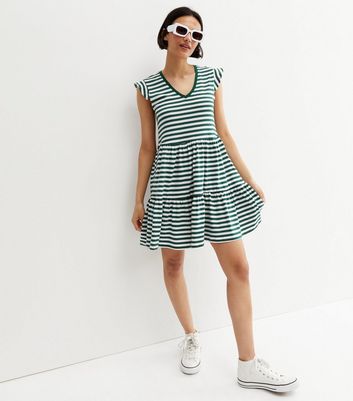 new look blue and white striped dress