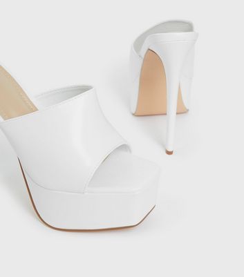 shop for Truffle Collection White Platform Stiletto Heel Mules New Look at Shopo