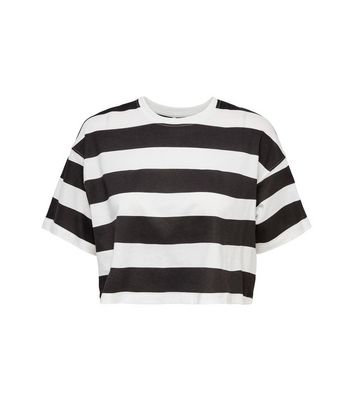 Only Black Stripe Crop Boxy T Shirt New Look