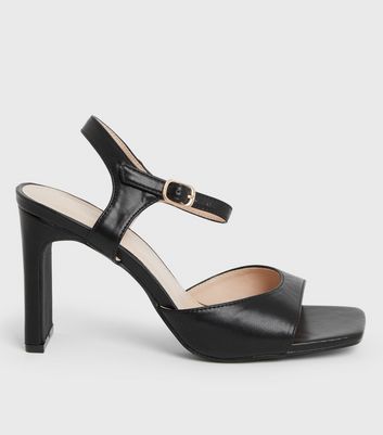 shop for Truffle Collection Black Open Toe Block Heel Sandals New Look at Shopo