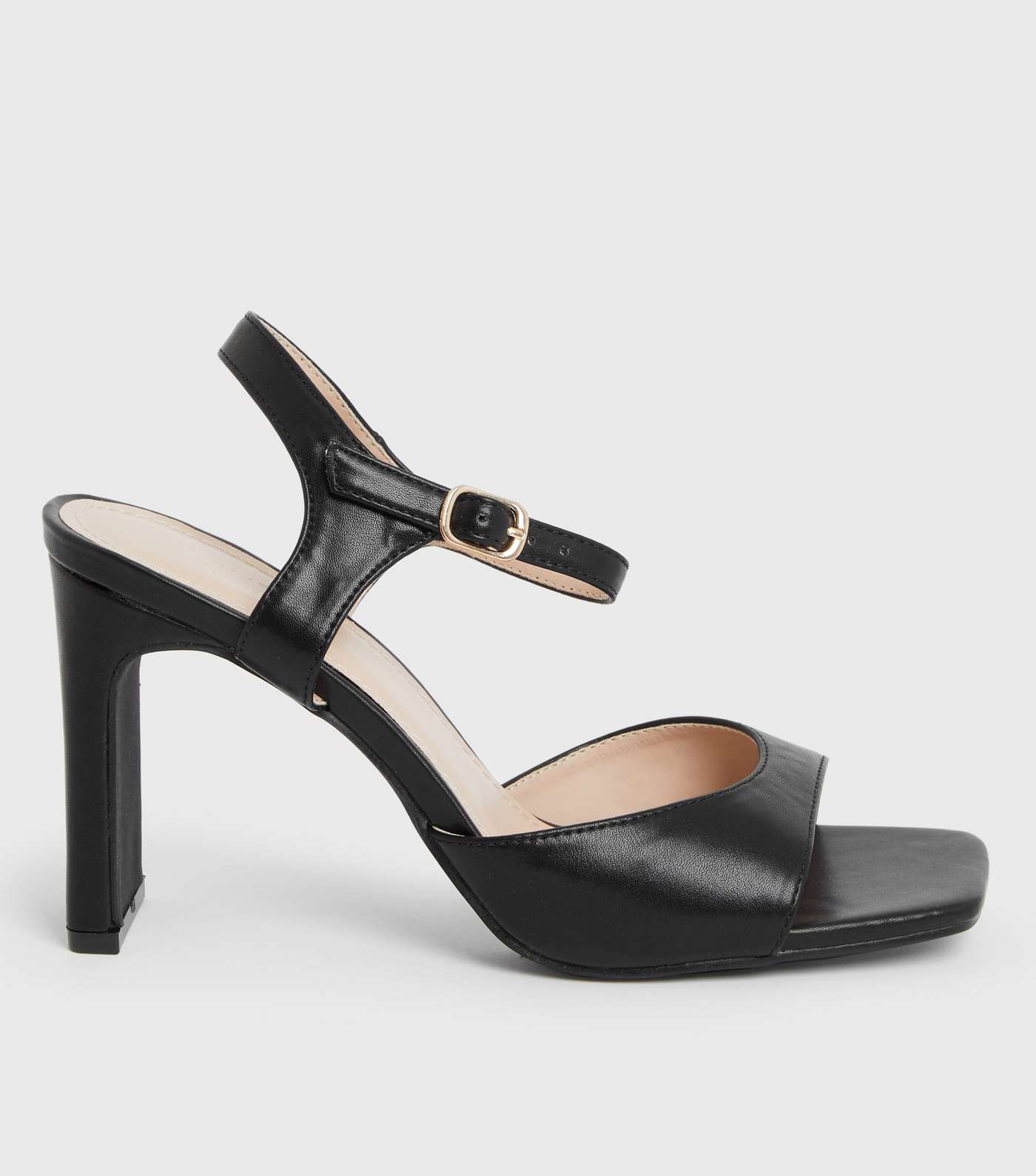 Truffle Collection Black Open Toe Block Heel Sandals