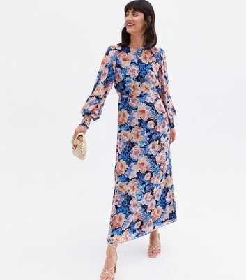 VILA Blue Floral Long Sleeve Maxi Dress