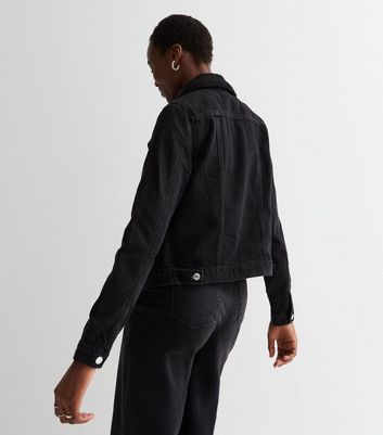 New Look Women's Tall Black Teddy Collar Pocket Front Denim Jacket - UK 10