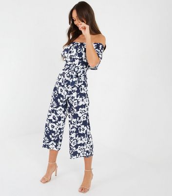 Quiz blue store floral jumpsuit