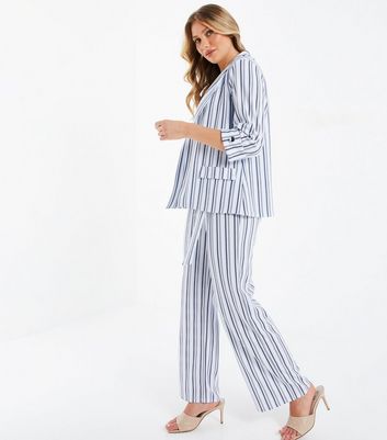 Click to view product details and reviews for Quiz Blue Stripe 3 4 Sleeve Blazer New Look.