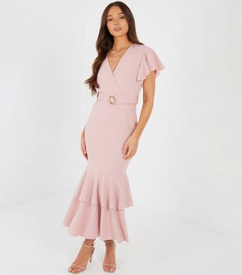 Pink fishtail midi dress best sale