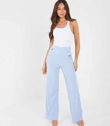 QUIZ Pale Blue High Waist Wide Leg 
