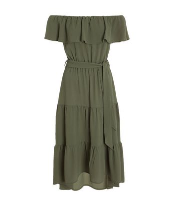 Quiz bardot frill store hem midi dress