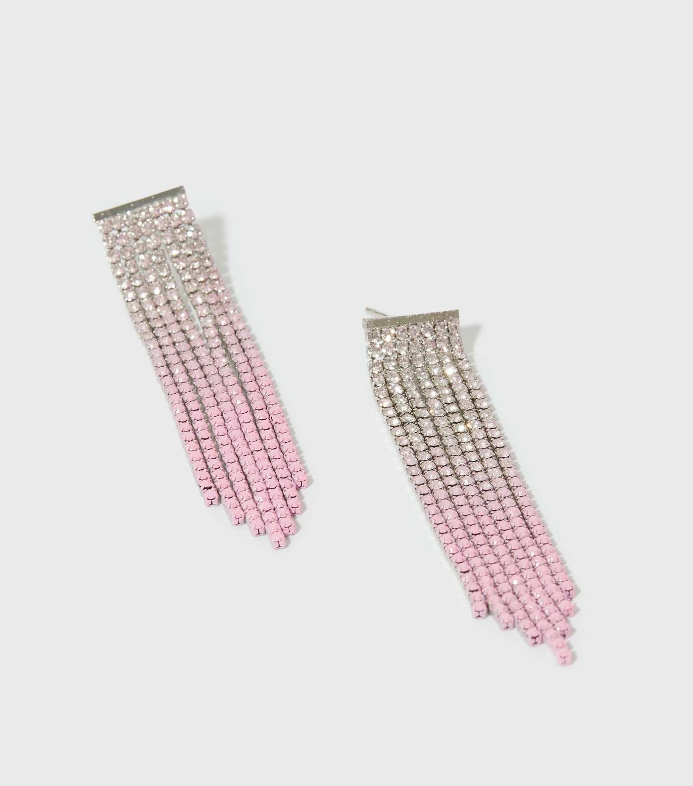 Pale Pink Ombré Diamanté Tassel Earrings