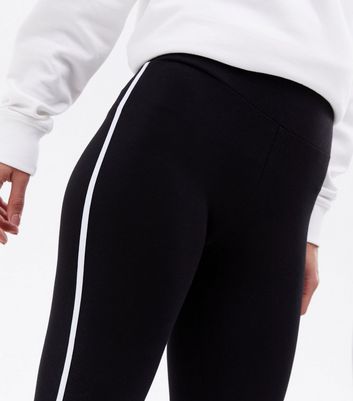 White Side Stripe Leggings New Look