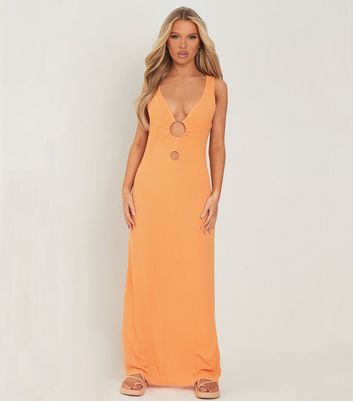 Damen Bekleidung Missy Empire Bright Orange Cut Out Ring Maxi Dress