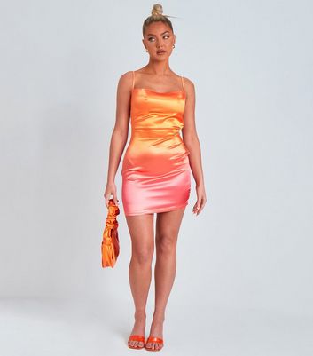 Damen Bekleidung Missy Empire Orange Satin Ombré Mini Satin Bodycon Dress