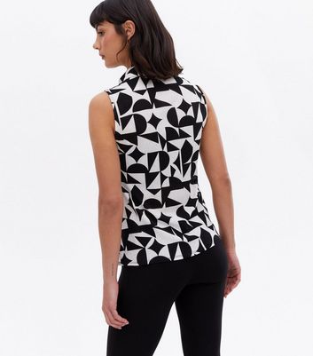 Click to view product details and reviews for Black Geometric Mesh Collared Top New Look.