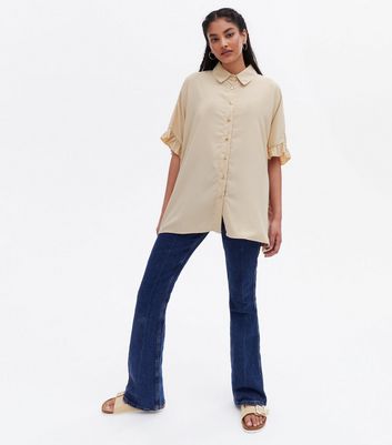 Click to view product details and reviews for Cameo Rose Camel Frill Oversized Shirt New Look.