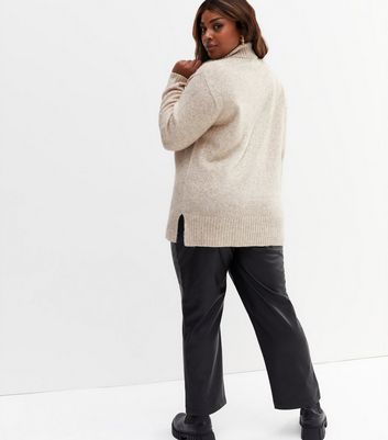 Curves Cream Zip Funnel Neck Long 