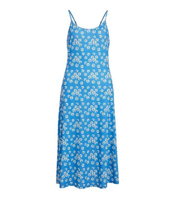 Damen Bekleidung VILA Blue Floral Strappy Midi Dress