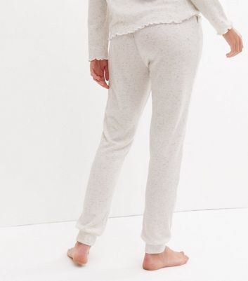 Cream Ribbed Knit Lounge Joggers New Look