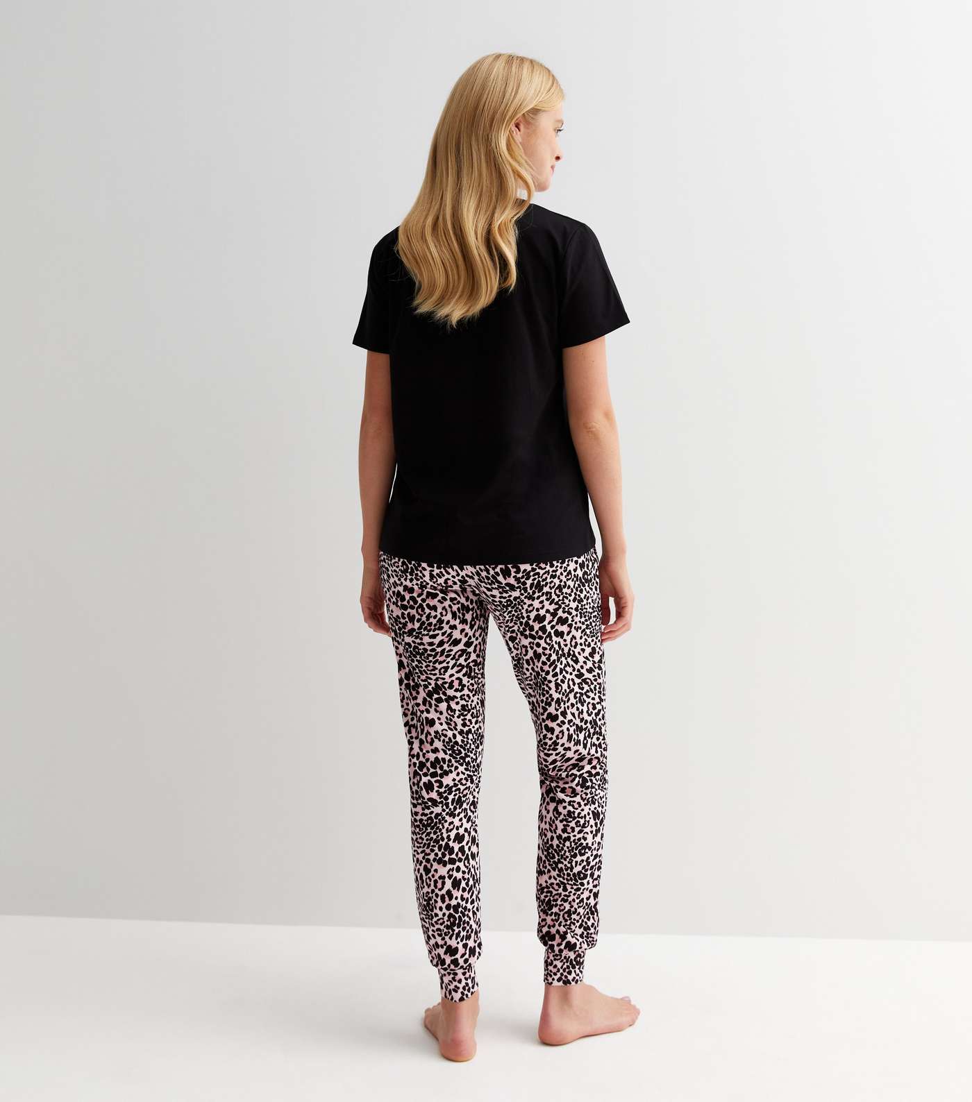 Black Animal Print Soft Touch Jogger Pyjama Set with Vibe Logo Image 4