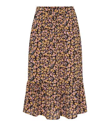 new look yellow floral skirt