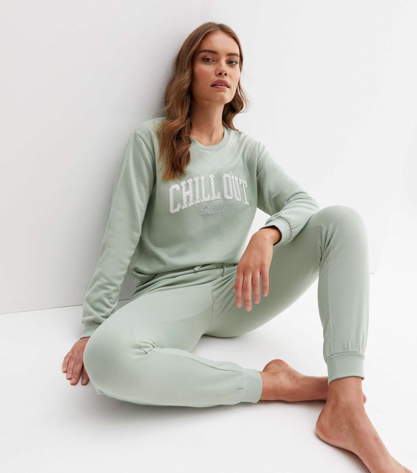 Light Green Chill Out Embroidered Lounge Sweatshirt Image 2