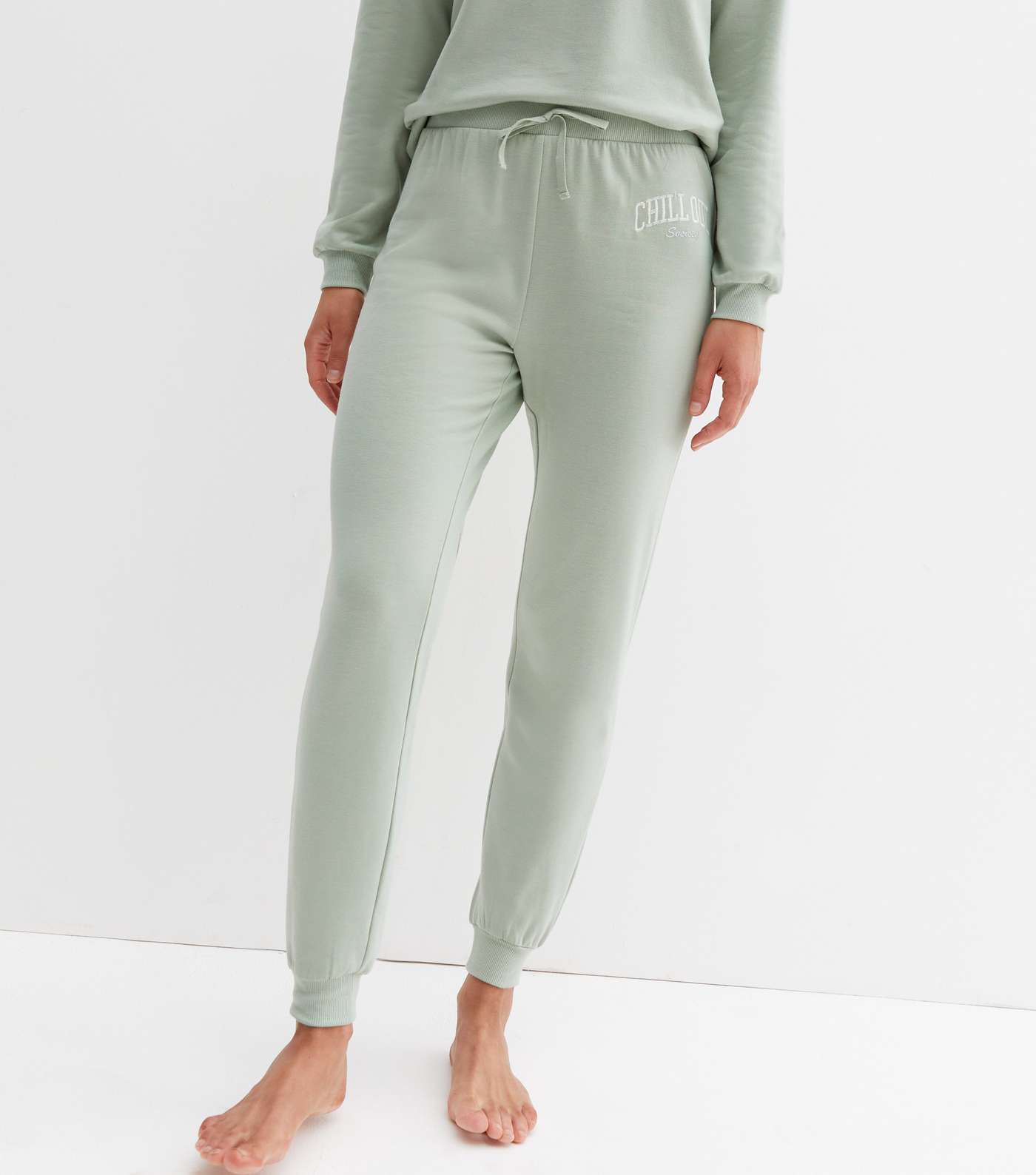 Light Green Chill Out Embroidered Lounge Joggers Image 2