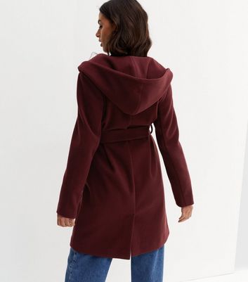 Burgundy on sale hooded coat