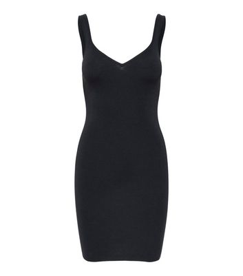 JDY Black Ribbed Bodycon Mini Dress | New Look