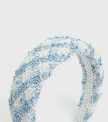 Damen Accessoires Pale Blue Check Bouclé Padded Headband